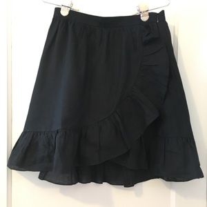 Jcrew Faux Wrap Black Ruffle Skirt